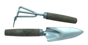 Gartenwerkzeug Set Harke und Handkelle mit Holzgriff 24cm