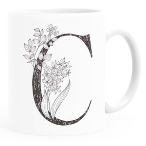 Kaffeetasse Monogramm Initiale Geschenk-Motiv Tasse personalisierte Namenstasse personalisierte Geschenke SpecialMe® C weiß Keramik-Tasse