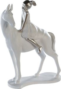 Casablanca by Gilde Dekofigur Skulptur Girl on Horse weiss, silber H. 25 cm,79800