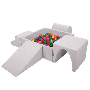 KiddyMoon Spielplatz Aus Schaumstoff Mit 300 Bälle 7cm Hindernisläufen Version 3 Quadrat Bällebad Mit Bunten Bällen Für Babys Und Kinder
