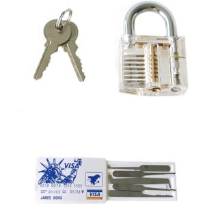 LockPick průhledný trénovací visací zámek + DÁREK karta s planžetami