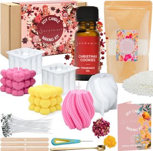 Soyovo DIY  Kerzenherstellungsset  Erstellen Sie Ihr eigenes Kerzenset  mit Sojawachs, Baumwolldochten, Silikonformen, Herzwürfel
