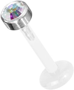 Labret Bioplast Lippen Piercing Aufsatz Titan Kristall Stein 2mm - Rainbow FLtAJ