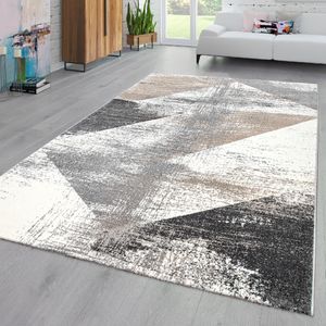 Wohnzimmer Teppich Kurzflor Abstraktes Design Pastell Used Look Modern Bunt Größe 160x230 cm