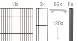 Alberts Cluster Gabionenzauset Einbetonieren Steinkorb Höhe 80-180cm Länge 2-10m, Farbe:anthrazit, Zaun-Länge:8 m, Zaun-Höhe:180 cm