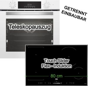 Herdset Beko Backofen SteamShine® Teleskopauszug + Induktionskochfeld PowerBoost autark 80cm