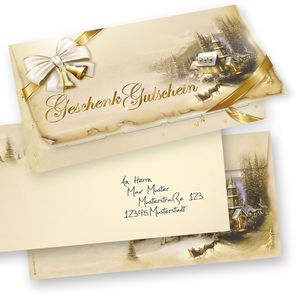 Geschenkgutscheine Weihnachten Winteridylle (25 Sets inkl. Kuverts) Gutscheine Weihnachten Klappkarten mit Umschlag