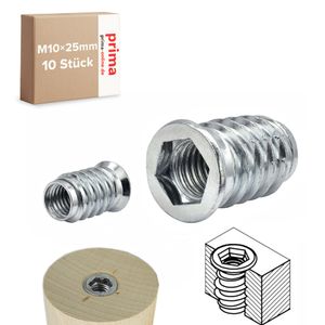 10x šroubovací objímky M10 - délka 25 mm - šroubovací matice šroubovací objímky šestihran M10x25 mm