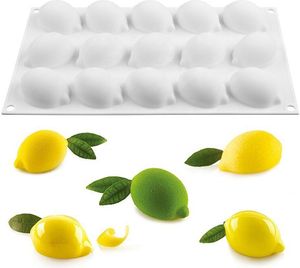 Silikónová forma na tortu s ovocím a zeleninou, kreatívna silikónová forma, 3D forma na ovocie, formy na francúzske dezerty, formy na čokoládové dezerty, nástroj na zdobenie tort (15 foriem na citróny)
