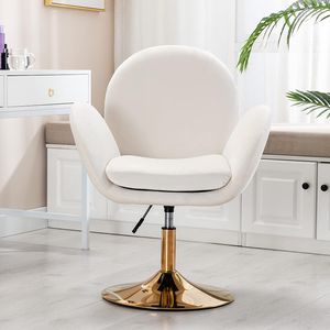 Wahson Sessel Samt Drehstuhl höhenverstellbar Loungesessel Polsterstuhl für Schlafzimmer/Wohnzimmer/Schminktisch, Beige