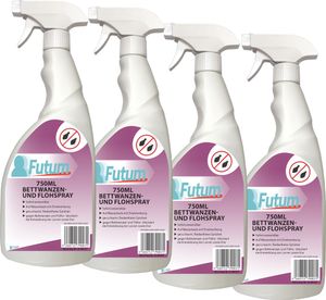 Futum 4x750ml Bettwanzen Spray / Floh Spray, gegen wanzen, Flöhe, Larven & Eier, Insekten Bekämpfung