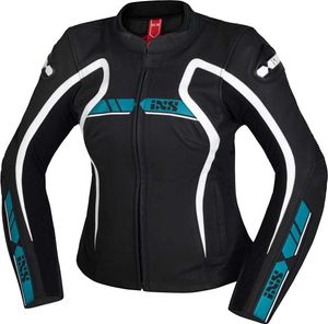 IXS RS-600 1.0 Damen Motorrad Lederjacke, schwarz/türkis, 38