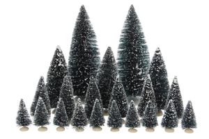 LuVille Weihnachtsdorf-Miniatur Bristle Trees - 21 Stück - H22 x Ø8 cm