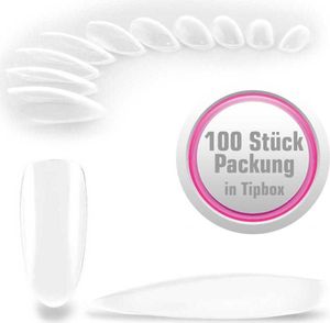 100 Kunstnagel Tips Oval klar [ohne Anklebefläche] in Tipbox