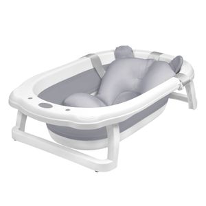 VA-Cerulean Baby Badewanne Faltbare Babybadewanne mit Sitzkissen Tragbares Badewannensitz Bathtub Für Babys Bad, Grau