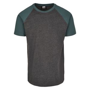 Urban Classics Herren T-Shirt Raglan Contrast Tee TB639 Charcoal/Bottlegreen 4XL