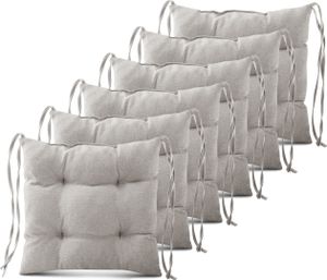Mg Design sada 6 vankúšov na stoličku 40x40 cm sivá - vankúš na stoličku s popruhmi, prešívaný vankúš, podlahový vankúš - vankúš na sedenie pre záhradnú stoličku, na vnútorné a vonkajšie použitie