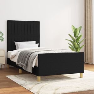 Posteľná posteľ s čelom čierna 90x190 cm látka