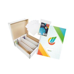 Starter-Bundle mit Riesen Deck-Box - Aufbewahrung (weiß) für 4000 Karten + 10 Kartentrenner (kompatibel mit Magic / Pokemon / YuGiOh Karten) + 100 collect-it Hüllen + Sammelmappe