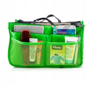 Kulturbeutel Kosmetiktasche für die Handtasche Kulturtasche Organizerbeutel Für Damentasche Mit Fächern In Grün Uni