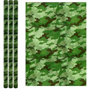 Army Geschenkpapier Tarngrün - 200 x 70 cm - 3 Stück