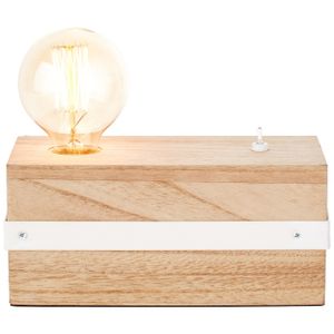BRILLIANT Lampe White Wood Tischleuchte beton/holz hellweiß | 1x A60, E27, 30W, geeignet für Normallampen (nicht enthalten) | Skala A++ bis E | Mit Kippschalter