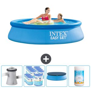 Intex runder aufblasbarer Easy Set-Schwimmpool – 244 x 61 cm – Blau – inklusive Pumpe Filter - Abdeckung - Chlor