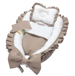 Lafel 4 teilig Babynestchen Set Baby nest 90x60 Lafel Baumwolle Wafelle 100%Babynest, Matratze, Kissen, Decke und Geschenk