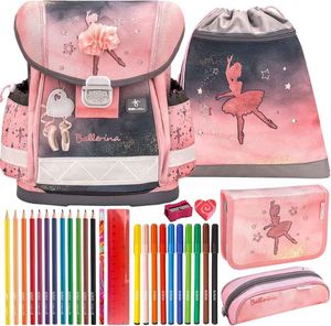 Belmil Schulranzen Set Classy Ballerina black pink 10-teilig gefüllt