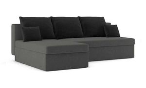 Ecksofa MONAKO 200 cm x 140 cm LINKS mit Schlaffunktion - L-förmig - Bettkästen - Farben zur Auswahl STOFF HAITI 14 + HAITI 17 Grau&Schwarz