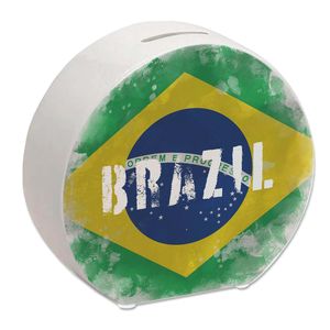 Spardose mit Brasilien-Flagge im Used Look - Sparschwein für Urlauber – Keramik