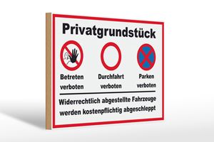 Holzschild Parken 30x20cm Privatgrundstück betreten Verbot