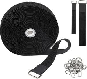 10m x 2cm Klettbänder Kabelbinder mit 50 Metallschnalle, Klett Kabelbinder Wiederverschließbar, Auf Länge Geschnittenes Klettverschluss Band zum Organ