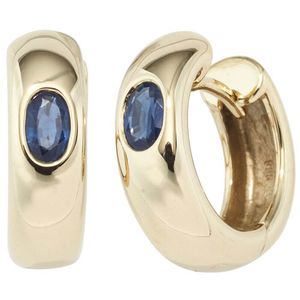 Creole Creolen Ohrringe mit echtem Safir Saphir blau 585 Gold Gelbgold