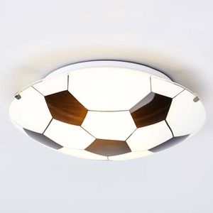 Lindby Fußball Deckenlampe Glas Metall, 25 cm, Deckenleuchte Kinderzimmer, Kinderzimmerlampe, Fußballlampe, Glas Deckenlampe Fussball Jugendzimmer