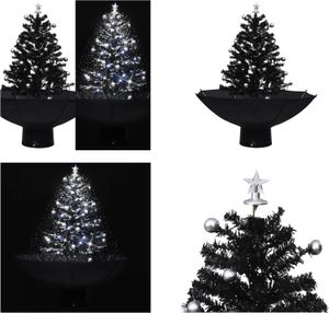 vidaXL Śnieżna choinka z parasolem czarna 75 cm PVC - Śnieżna choinka - Śnieżne choinki - Choinka z opadami śniegu - Choinki z opadami śniegu