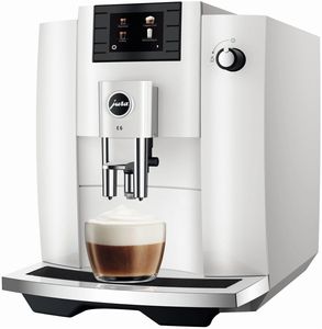 JURA E6 Piano White (EC) Kaffeevollautomat (OneTouch, Professional Aroma Grinder, Smart Farbdisplay, 280 g Bohnenbehälter, 1,9 l Wassertank)