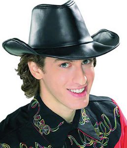 Hut Cowboy Cowboyhut Vinyl schwarz Karneval Fasching Hüte