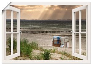 Henner Damke: Fensterblick - Einsamer Strand 'Schwarzer Busch' auf der Insel Poel, Produkt:Poster, Größe (HxB):70x100 cm / Poster