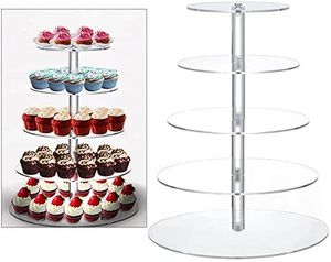 5 Etagen Kuchenständer Tortenständer Cupcake Ständer Acryl Tortenheber für Nachmittagstee Party Baby Duschen Hochzeiten