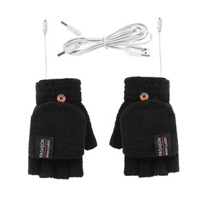 USB-elektrische wiederaufladbare Fäustlinge Beheizte Handschuhe Halbfinger Warme Winterhandschuhe