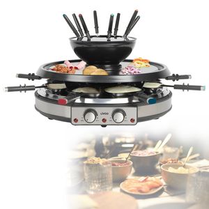 Livoo 3-in-1 Raclette-, Grill- und Fondue-Set 8 Personen 1900W Schwarz