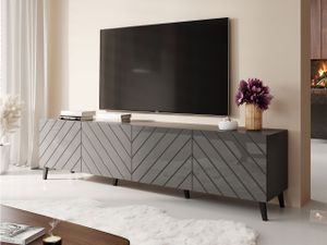 MIRJAN24 TV-Lowboard Abeto 200, TV-Tisch mit 4 Türen, Wohnzimmer TV-Kommode, Stilvoll Kolektion (Farbe: Graphit / Graphit Hochglanz)