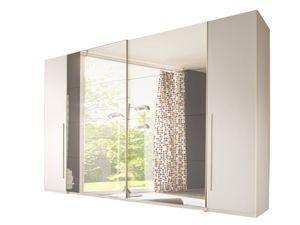 Kleiderschrank Schwebetürenschrank MATCH - 270 cm - weiß 4-türig mit Spiegel - Die Möbelfundgrube