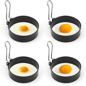 Edelstahl Ei Ring 4er Spiegeleiform für Bratpfanne Ei Ringe Pfannkuchenform Rund Omelett Form Für Eier Kochen,7*2cm