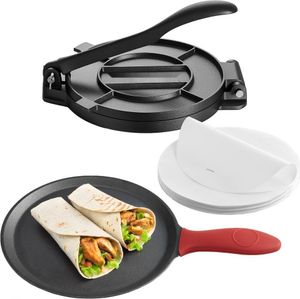 Taco tortilla press 20cm - lis na cesto chapati zo sivej liatiny s rukoväťou - lis na cesto tacos a chapatis