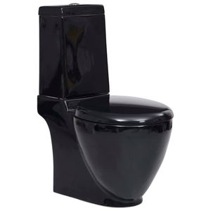vidaXL Keramická toaleta/WC do kúpeľne, okrúhla, spodný odtok, čierna