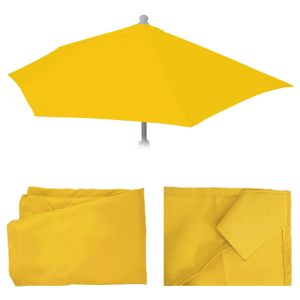 Ersatz-Bezug für Sonnenschirm halbrund Lorca, Sonnenschirmbezug Ersatzbezug, 270cm Stoff/Textil UV 50+ 3kg  gelb