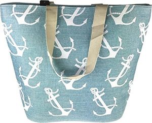 BambiniWelt by Rafael K. Strandtasche mit Reißverschluss XXL Beachbag Shopper Einkaufstasche Schultertasche für Damen