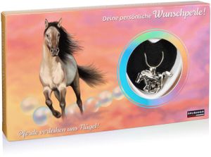 BRUBAKER Deine Persönliche Wunschperle "Pferde" - Náhrdelník se stříbrným přívěskem koně + mušle s pravou perlou jako dárková sada šperků pro jezdce a jezdkyně na koních